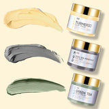 anai rui turmeric clay mask green tea clay mask dead sea minerals mud mask 3 piece facial spa gift set