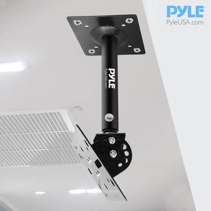 Pyle Universal Speaker Mounting Bracket - Ceiling & Wall Speaker Mount with Adjustable Swivel Tilt, 13.4" Retractable Telescopic Arm, 75 lbs Max Load - Ideal for Home Surround Sound Systems (Pair)