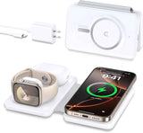 Magnetic Wireless Charger for iPhone: 3 in 1 Travel Charging Station for Apple Devices for iPhone 17 Air 16 15 14 13 12 Pro Max Plus - Foldable Charging Pad for Apple Watch Series & Airpods 4 3 2 Pro