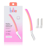 billie dermaplane starter kit reusable handle 3 refill blades malibu dermatologist-approved