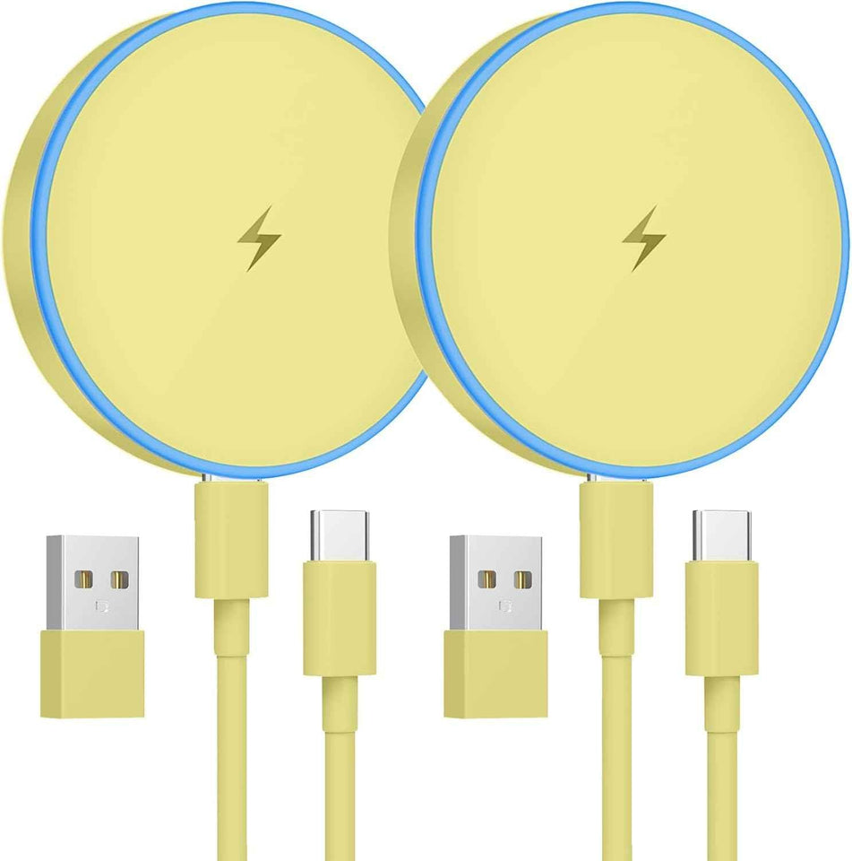 MagSafe Charger 2 Pack 15W Magnetic Wireless Charger Fast Charging Pad Compatible with iPhone 17/16/15/14/13/12 Series & AirPods 4/3/2/Pro Magnetic MagSafe Charging Pad with Dual Ports