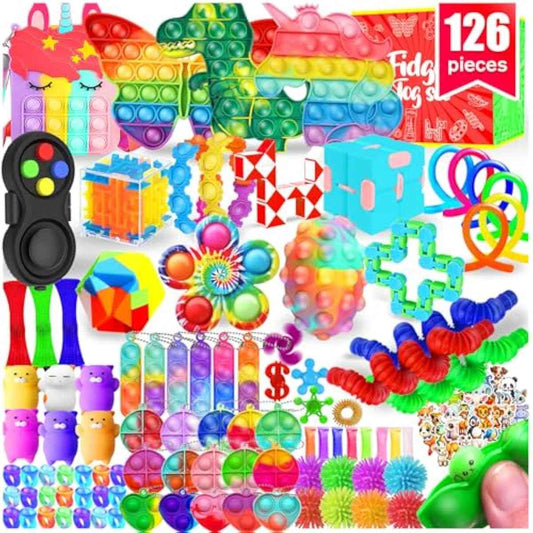 Fidget Toys, 126 Pack Party Favors for Kids 8-12 4-8, Sensory Toys Bulk Autism Autistic, Treasure Box Toys for Classroom, Stocking Stuffers, Goodie Bag Stuffers, Christmas Birthday Gifts Prizes