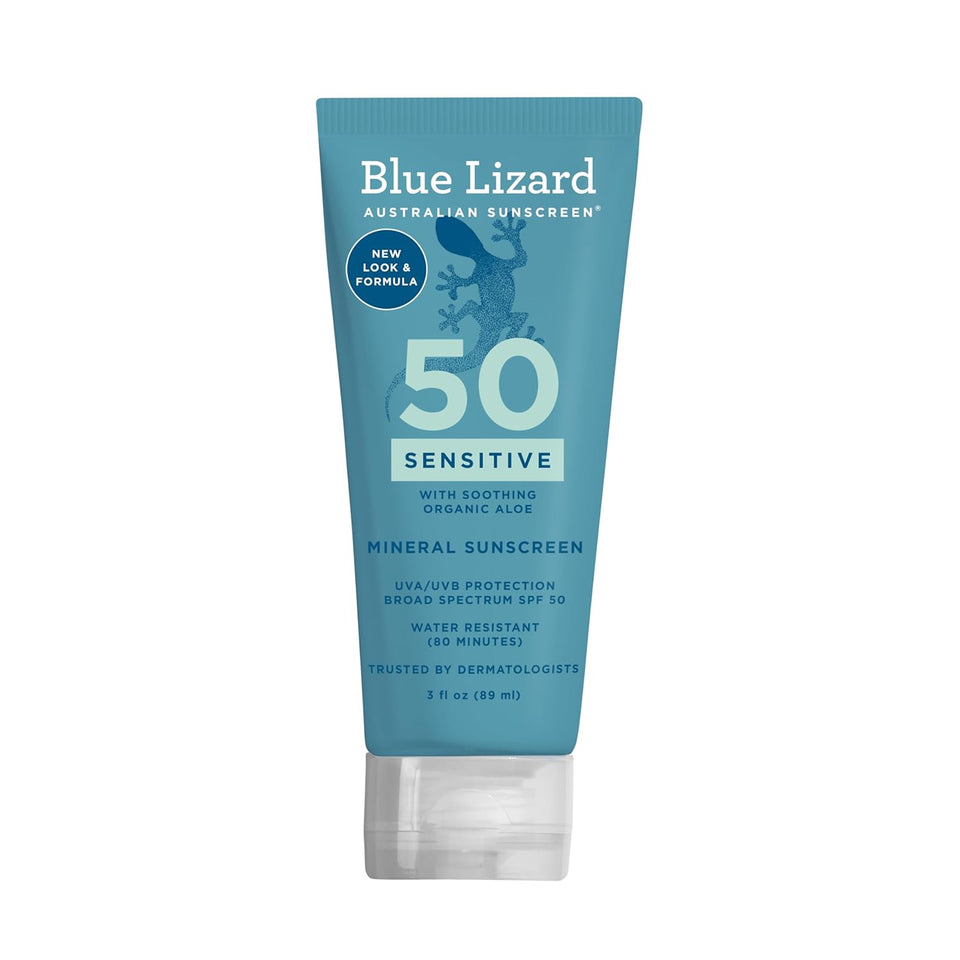 Blue Lizard Sensitive SPF 50+ Mineral Sunscreen, Water Resistant, 3 oz, Fragrance Free for Sensitive Skin