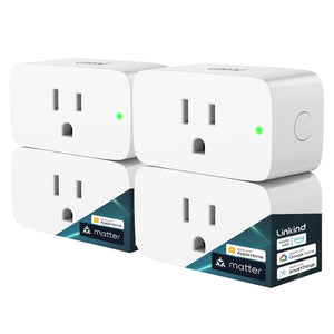 linkind matter smart plug, work with apple home, alexa, google, smartthings, 15a/1800w, app remote control & schedule