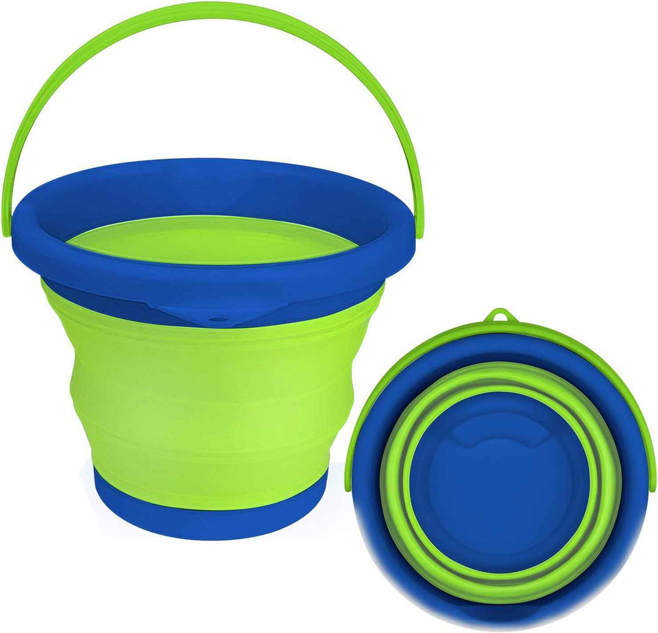 Collapsible Mop Bucket and Ice Bucket-5L(1.3 Gallon) Household Cleaning Silicone Dust Mops Bucket with no Wringer Set,Portable Bathroom Cleaning Supplies Bucket for Cleaning Caddy Spin Mops for Floor