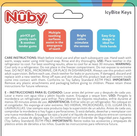 Nuby Ice Gel Teether Keys - Silicone Soothing Baby Teether Toys for Infants - Gentle for Sore Gums Colorful and Fun Toys - Safe and Durable Infant Baby Teething Toy - Blue