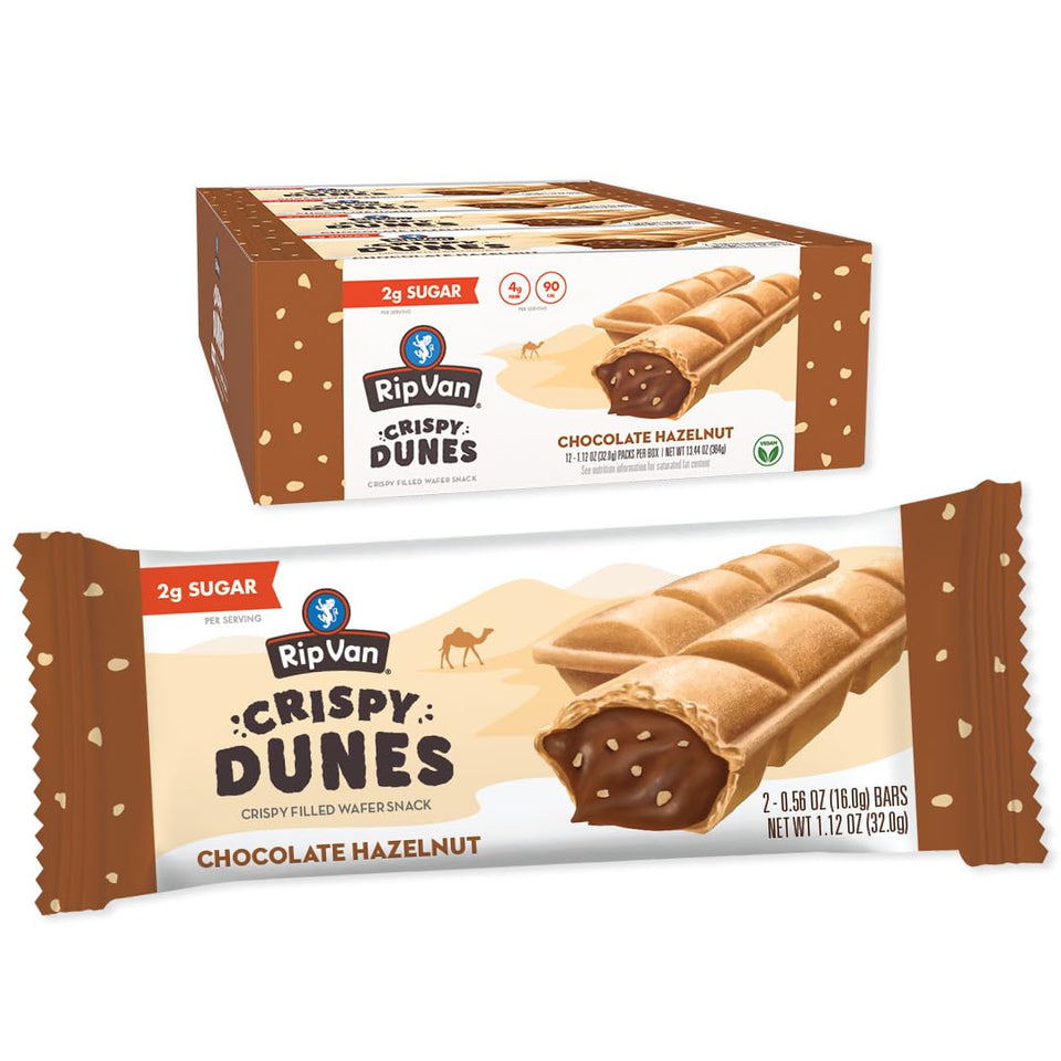Low-calorie keto vegan hazelnut cream wafer sticks 90 calories non-gmo prebiotic fiber 12 pack