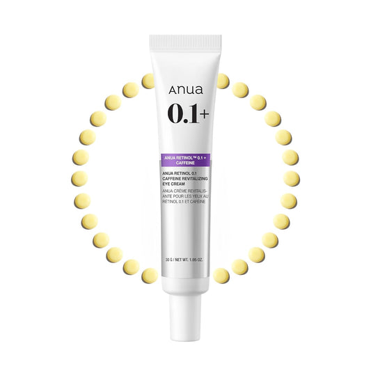 Anua Retinol 0.1 Caffeine Revitalizing Eye Cream, Lightweight Formula for Dark Circles & Puffiness, Hydrating for Sensitive Skin, Korean Skincare,1.05 fl oz
