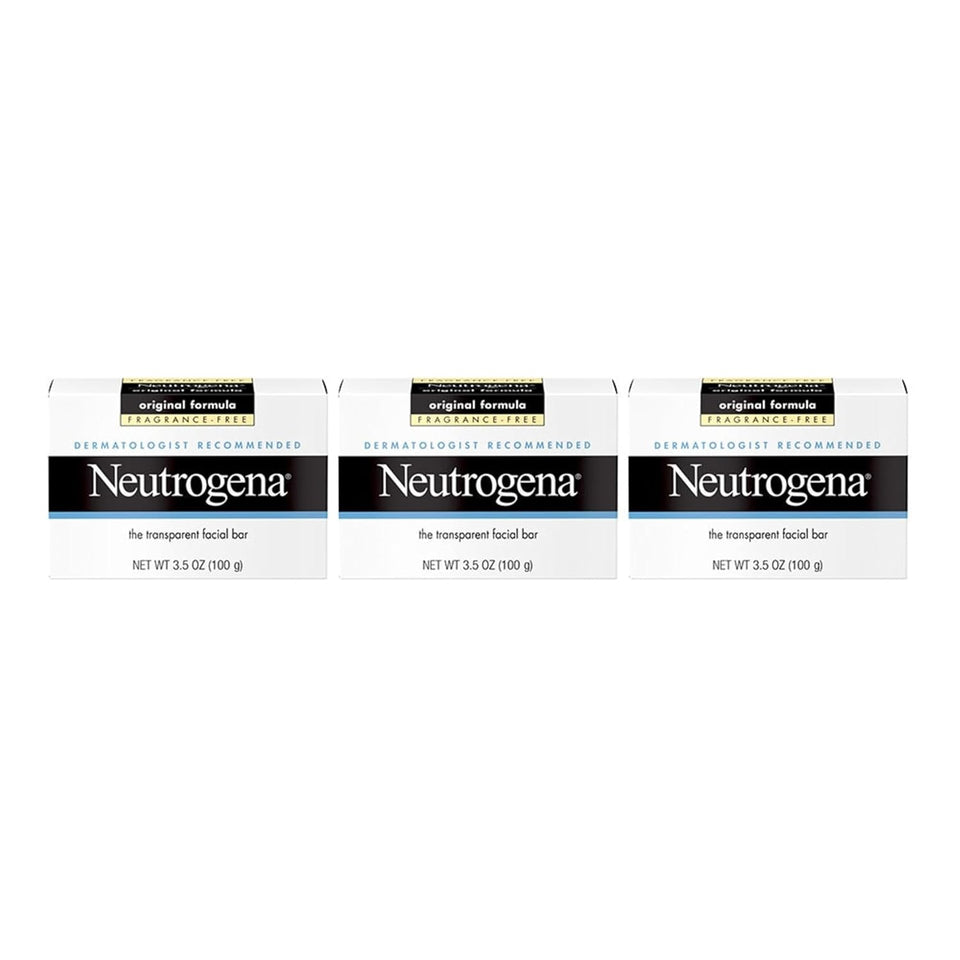 Neutrogena Original Transparent Facial Cleansing Bar, Fragrance-Free Glycerin Face Wash Bar Soap for Gentle Daily Cleansing, Hypoallergenic & Dye-Free Pure Facial Soap, 3.5 oz