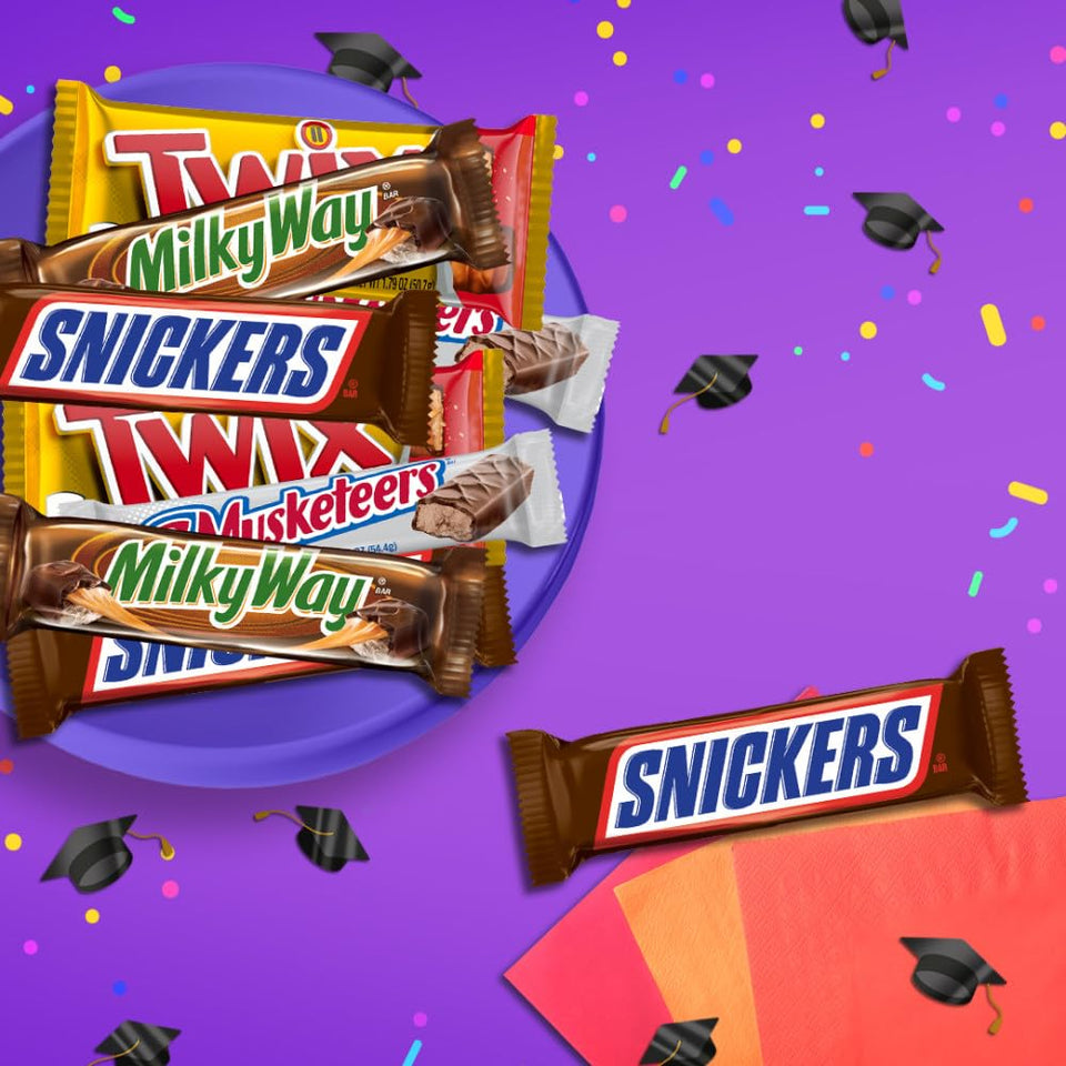 snickers, twix, milky way & 3 musketeers individually wrapped full-size milk chocolate candy bars bulk assortment 33.31 oz 18 bars