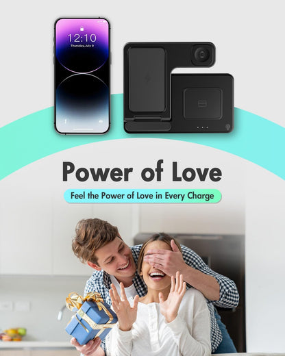 Wireless Charger iPhone Charging Station: 3 in 1 Charger Stand Multiple Devices for Apple - iPhone 16e 16 15 14 Pro Max 13 12 11 - Watch 10 9 8 7 6 5 4 3 2 SE and Ultra Series - Airpods 4 3 2 Pro - Rayz Mart
