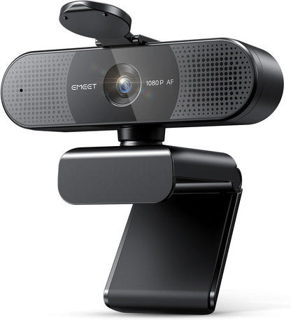 emeet c960 1080p webcam with 2 mics, 90° fov, usb type-a & a-to-c adapter, plug&play computer camera