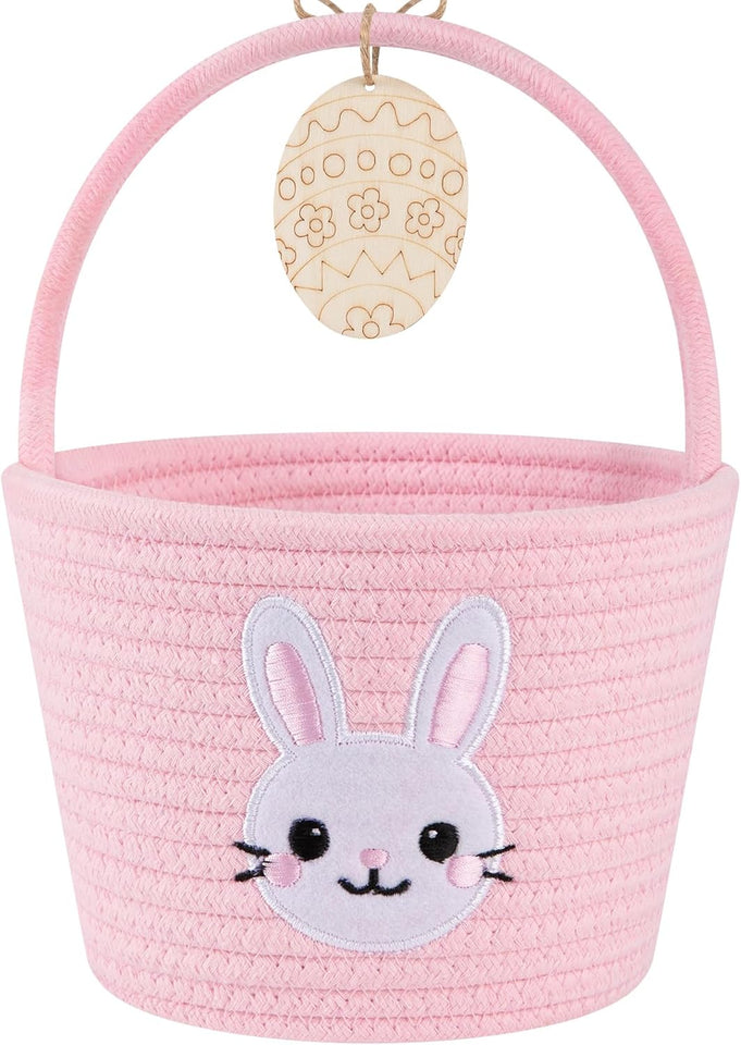 oiahomy-pink-easter-basket-with-handle-personalized-bunny-baskets-for-kids-and-gifts