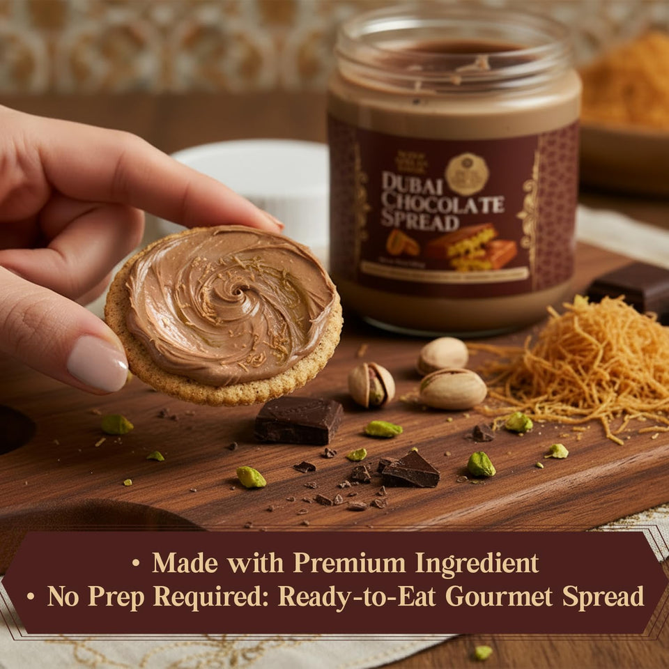 Dubai Chocolate Spread with Kataifi Pistachio Cream - 8.3oz - Luxurious Middle Eastern Chocolate Delight