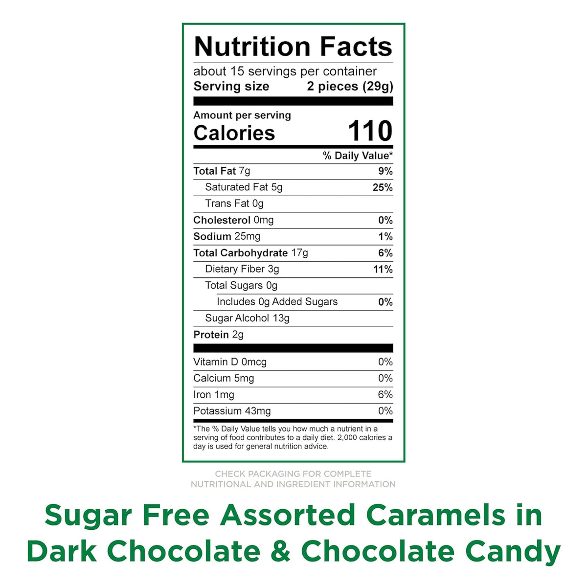 russell stover sugar free assorted caramels in chocolate, 15.3 oz. bag, made with stevia extract, no added sugar