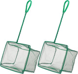 Pawfly green braided metal handle square aquarium net for fish tanks and small koi ponds