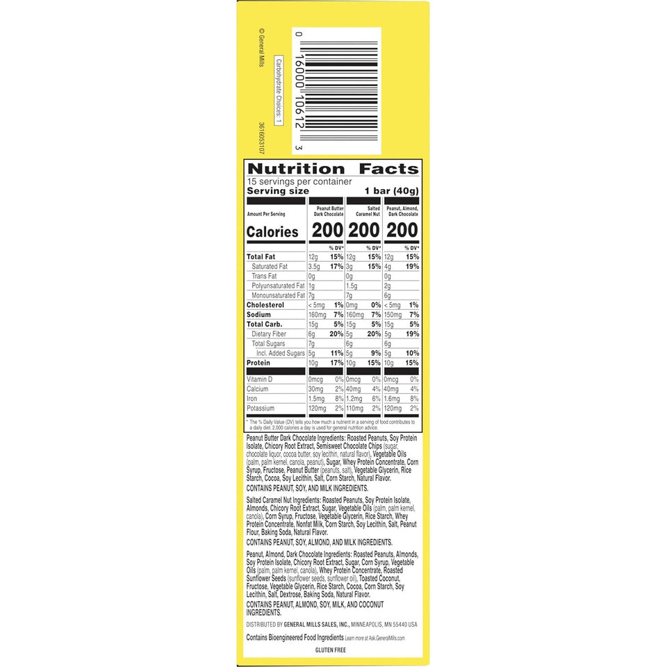 Nature Valley gluten-free protein bars, 10g protein, 15-count variety pack, 21.3 oz box