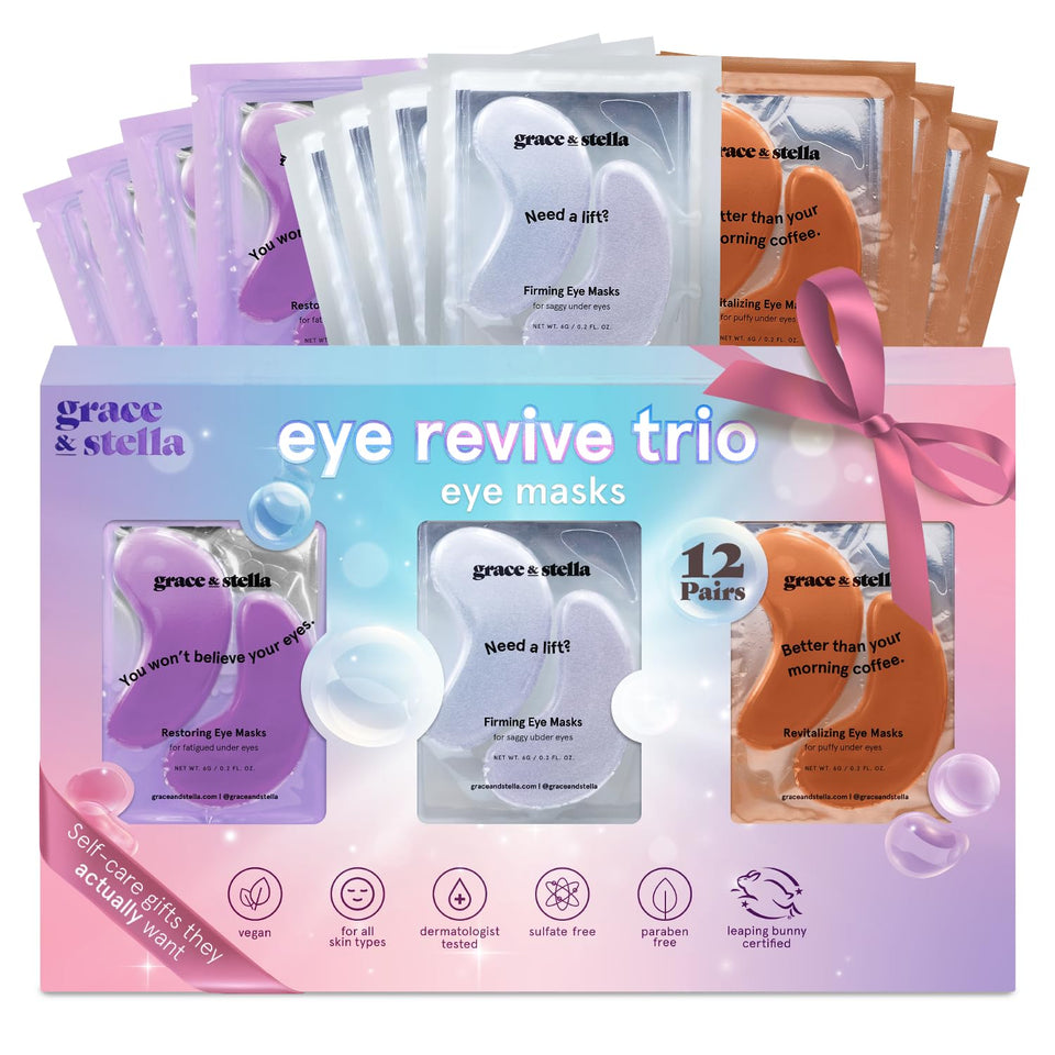grace & stella Retinol Under Eye Patches for Puffy Eyes & Dark Circles - Restoring Gel Under Eye Masks with Hyaluronic Acid - Purple, 24 Pairs for Women