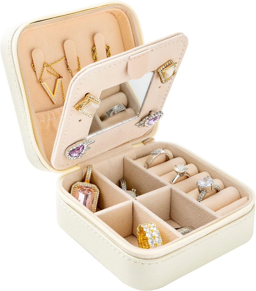 keLofoN small pink jewelry case with mirror travel gift for girls women