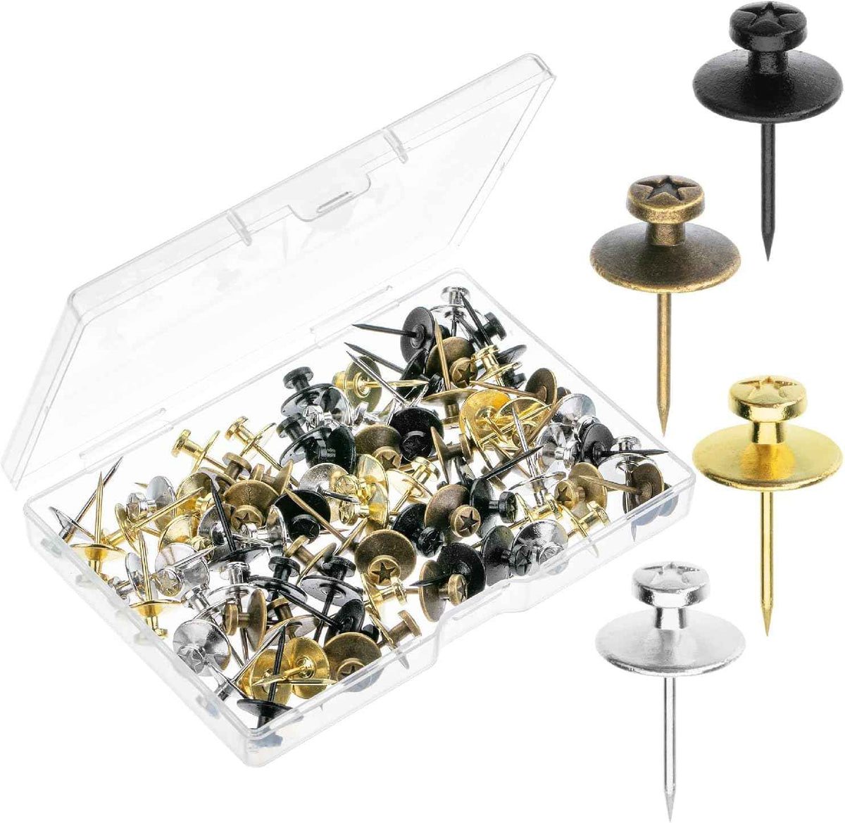 Mr. Pen- Double Headed Picture Hanging Nails, 50 Pack, Black, Push Pins for Wall