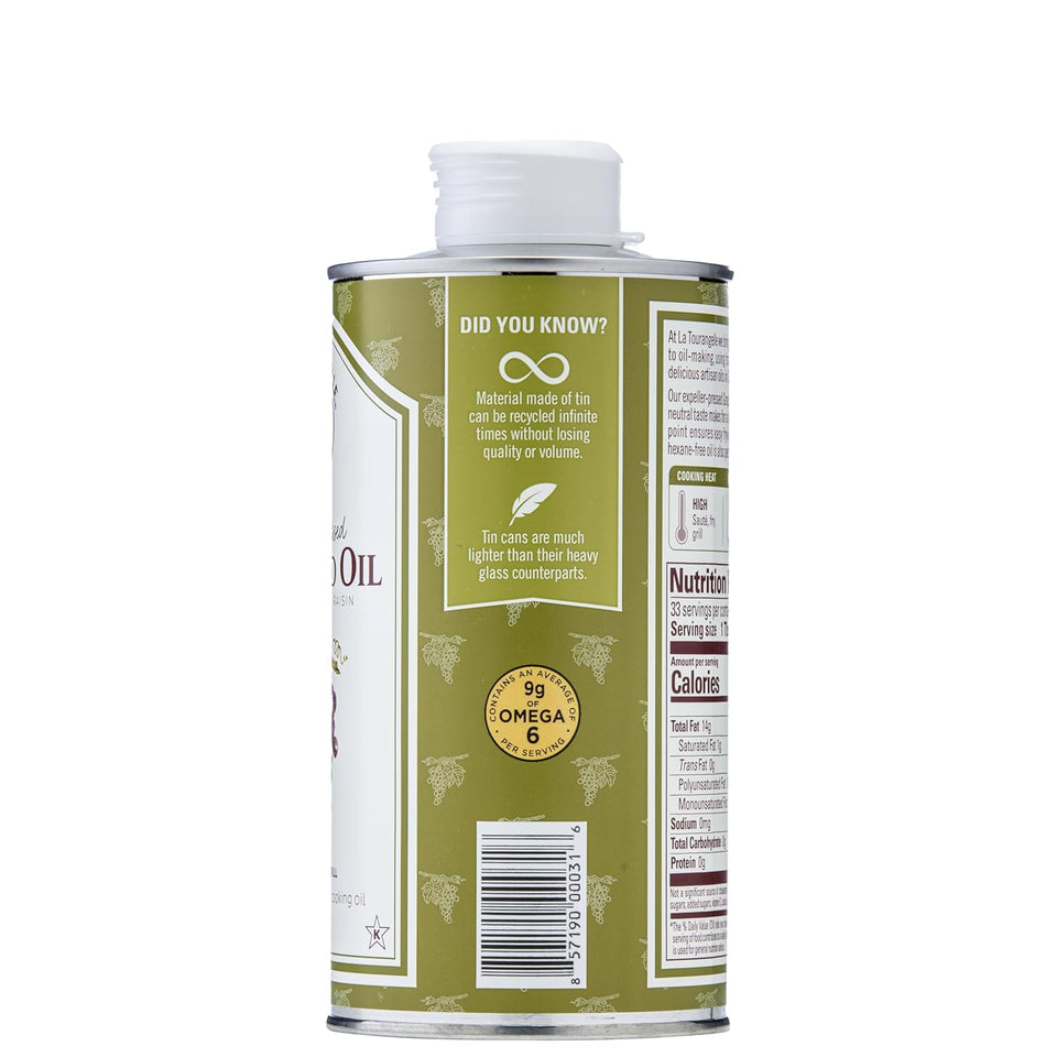 la tourangelle expeller-pressed grapeseed oil, 16.9 fl oz, high heat neutral cooking oil and skincare
