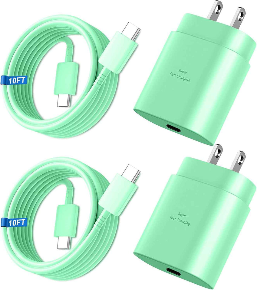 Super Fast Charger Type C, 25W USB C Wall Charger Fast Charging for Samsung Galaxy S25 Ultra/S25/S25+/S24+/S24 Ultra/S24/S24+/S23 Ultra/S22 Ultra/S21 with 10FT Long Android Type C Charger Cable 2Pack