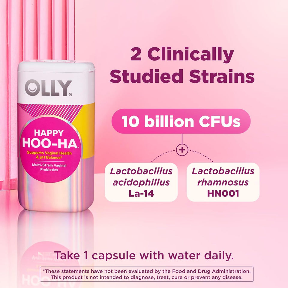 olly happy hoo-ha capsules 10 billion cfu probiotic for women gluten free 25 count
