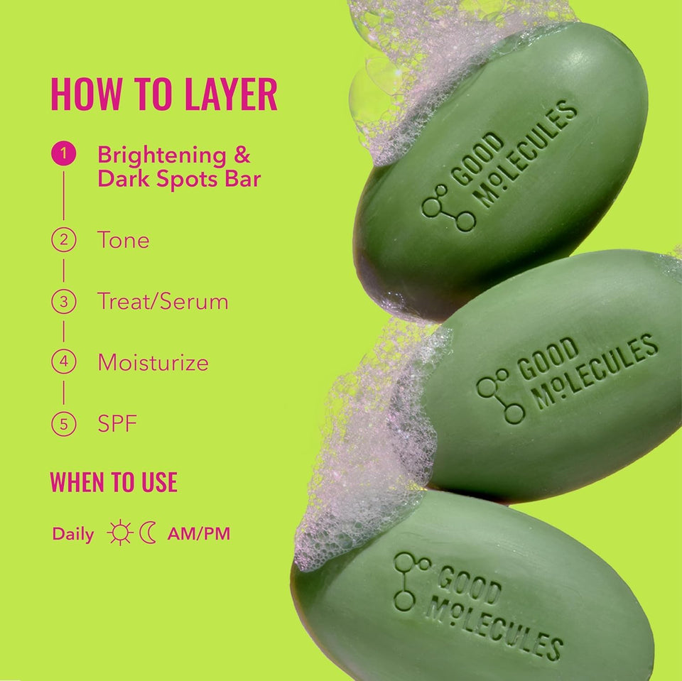 Good Molecules brightening soap free face and body bar with tranexamic kojic acids and niacinamide for dark spots skin care