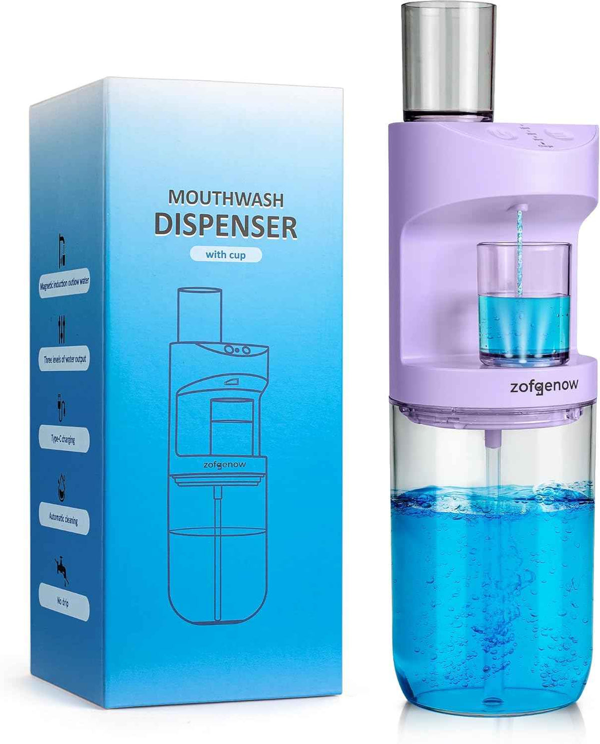 ZOFGENOW Automatic Mouthwash Dispenser for Bathroom,Bathroom Accessories 19.4 Fl Oz Dispensers with Magnetic Cups,Wall Mounted Dispenser,Suitable for All Age Groups,White