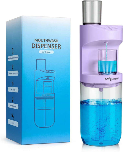 ZOFGENOW Automatic Mouthwash Dispenser for Bathroom,Bathroom Accessories 19.4 Fl Oz Dispensers with Magnetic Cups,Wall Mounted Dispenser,Suitable for All Age Groups,White