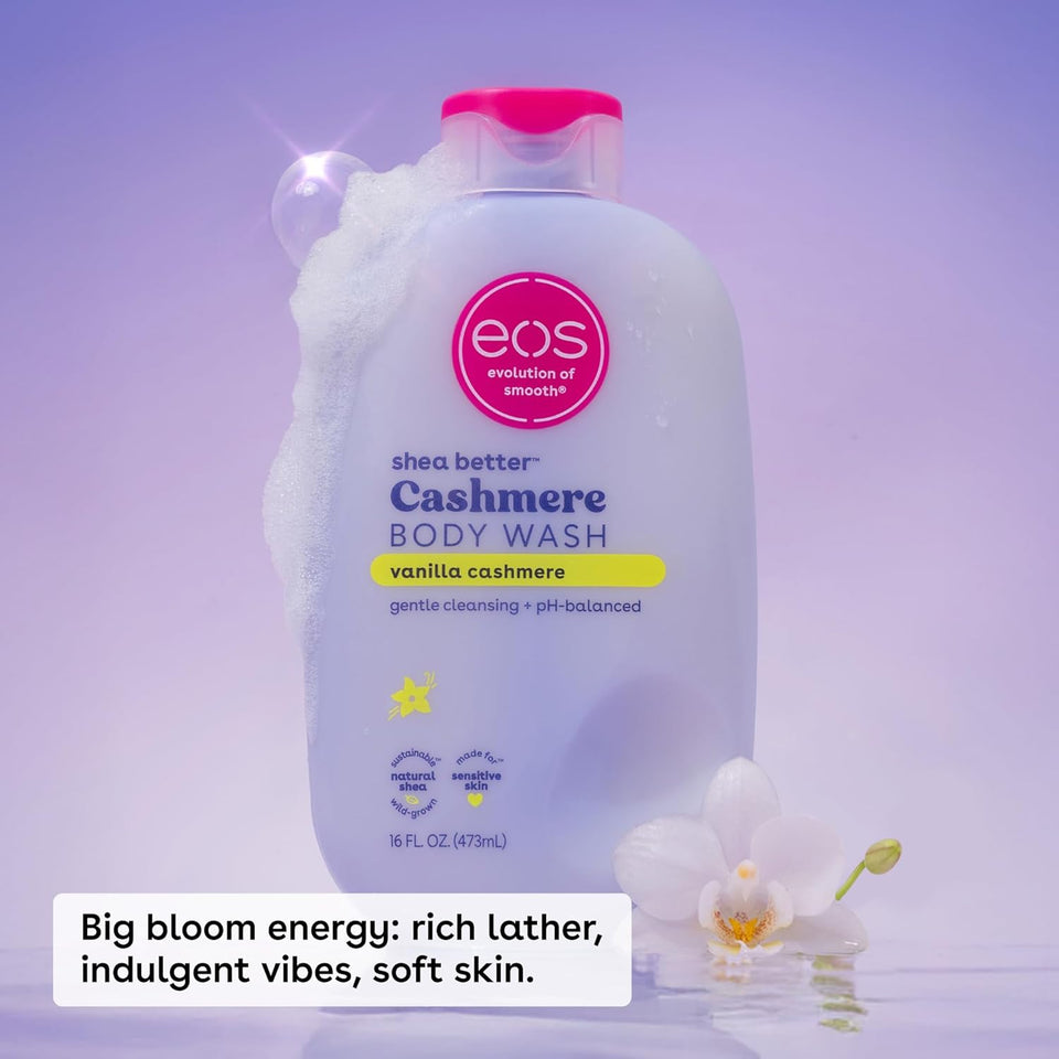eos vanilla moisturizing creamy gel body wash with shea butter, glycerin, vitamin e, 16 fl oz