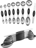 Spring Chef Stainless Steel Magnetic Measuring Spoons Set with Strong N45 Magnets, Heavy Duty Metal Kitchen Gadgets for Baking & Cooking, Fits in Most Kitchen Spice Jars, Set of 8 with Leveler, Black