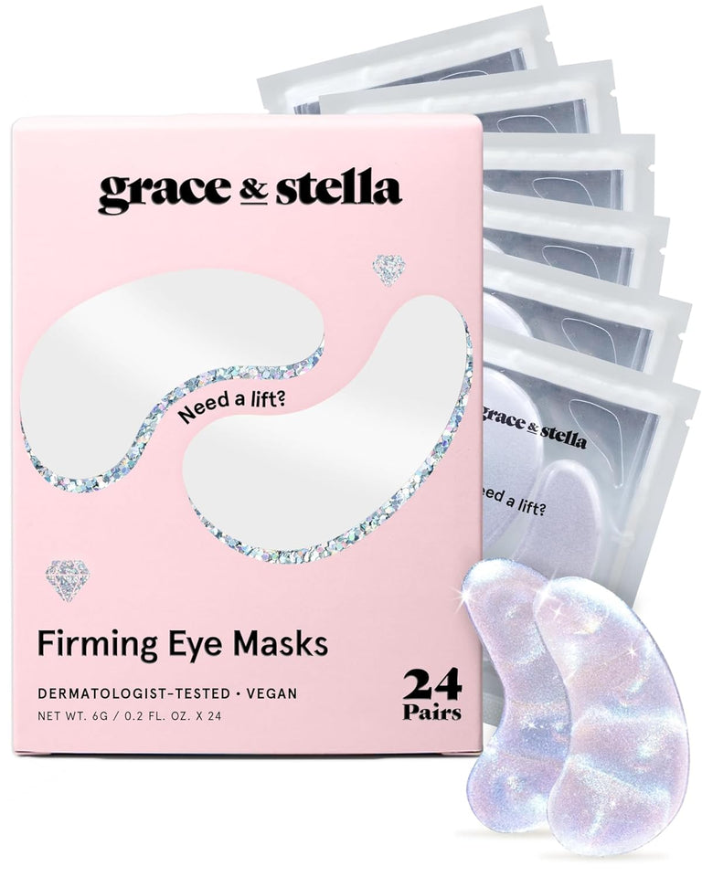 grace & stella Retinol Under Eye Patches for Puffy Eyes & Dark Circles - Restoring Gel Under Eye Masks with Hyaluronic Acid - Purple, 24 Pairs for Women