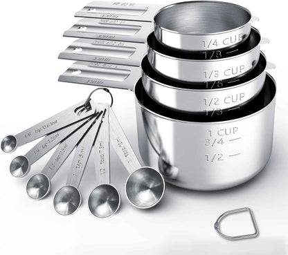 TILUCK Stainless Steel Measuring Cups & Spoons Set, Cups and Spoons,Kitchen Gadgets for Cooking & Baking (10)