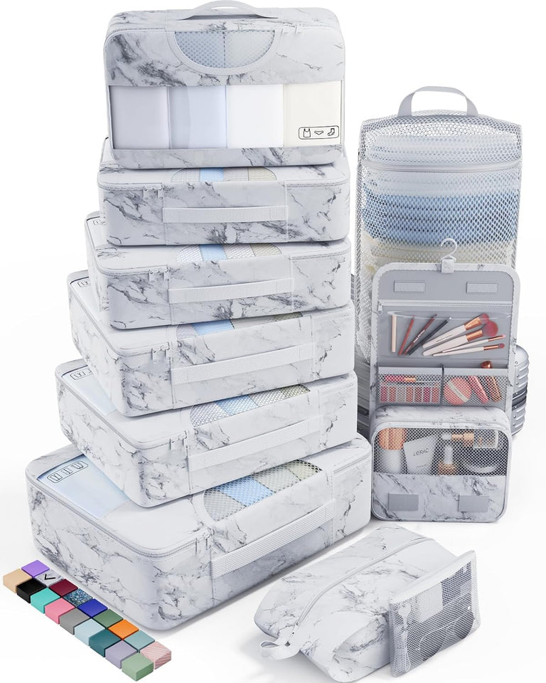 vekens 8-set packing cubes nylon organizer bags for beach vacation cruise ship travel essentials suitcase