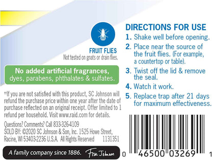 Raid Essentials Fruit Fly Trap for Indoors, Made with Essential Oils, Child and Pet Safe, 5.4 oz