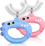 Toddler U Shaped Toothbrush for Kids Ages 1-2, 2-4, Baby Soft Silicone, 360° Mouth Cleaning Design, 2 PCS