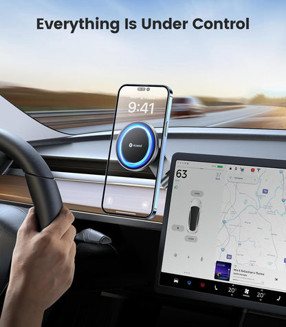 VICSEED Tesla Phone Mount【Strongest Magnet Power】Foldable Hidden Tesla Phone Holder Fit for All Phone, Tesla Model 3 Model Y for MagSafe Car Mount, Tesla Model 3 Accessories, Tesla Model Y Accessories