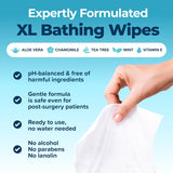 Body Wipes for Adults, No Rinse, 50pc XL, Ultra Thick Shower Travel Wipes for Personal Cleansing & Hygiene Essentials