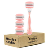 Gillette Venus ComfortGlide White Tea Women's Razor, Handle + 4 Blade Refills