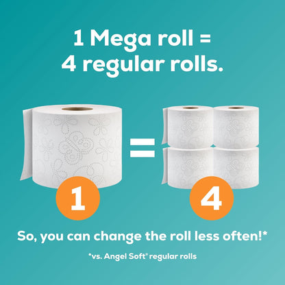 Angel Soft Toilet Paper, 18 Mega Rolls = 72 Regular Rolls, Soft and Strong Toilet Tissue