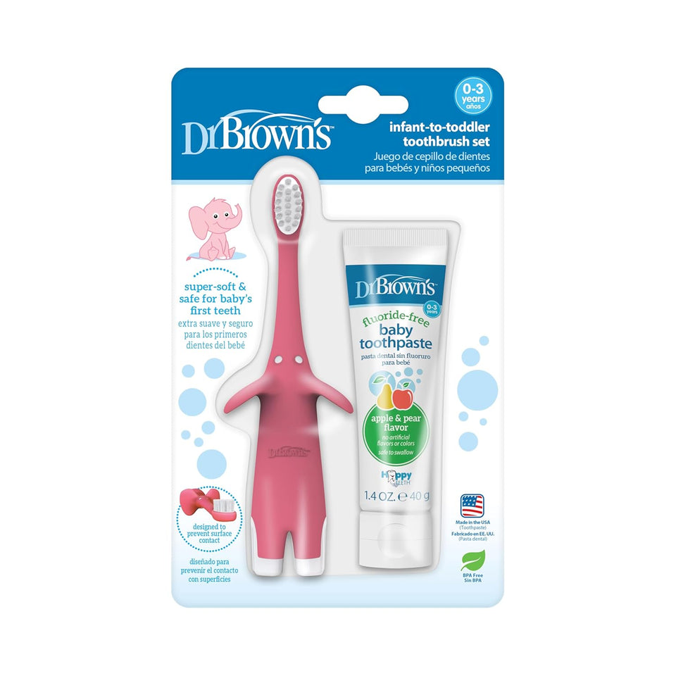 Dr. Brown's Infant-to-Toddler Toothbrush, BPA-Free, Soft Bristles, Ages 0-3, Giraffe Design