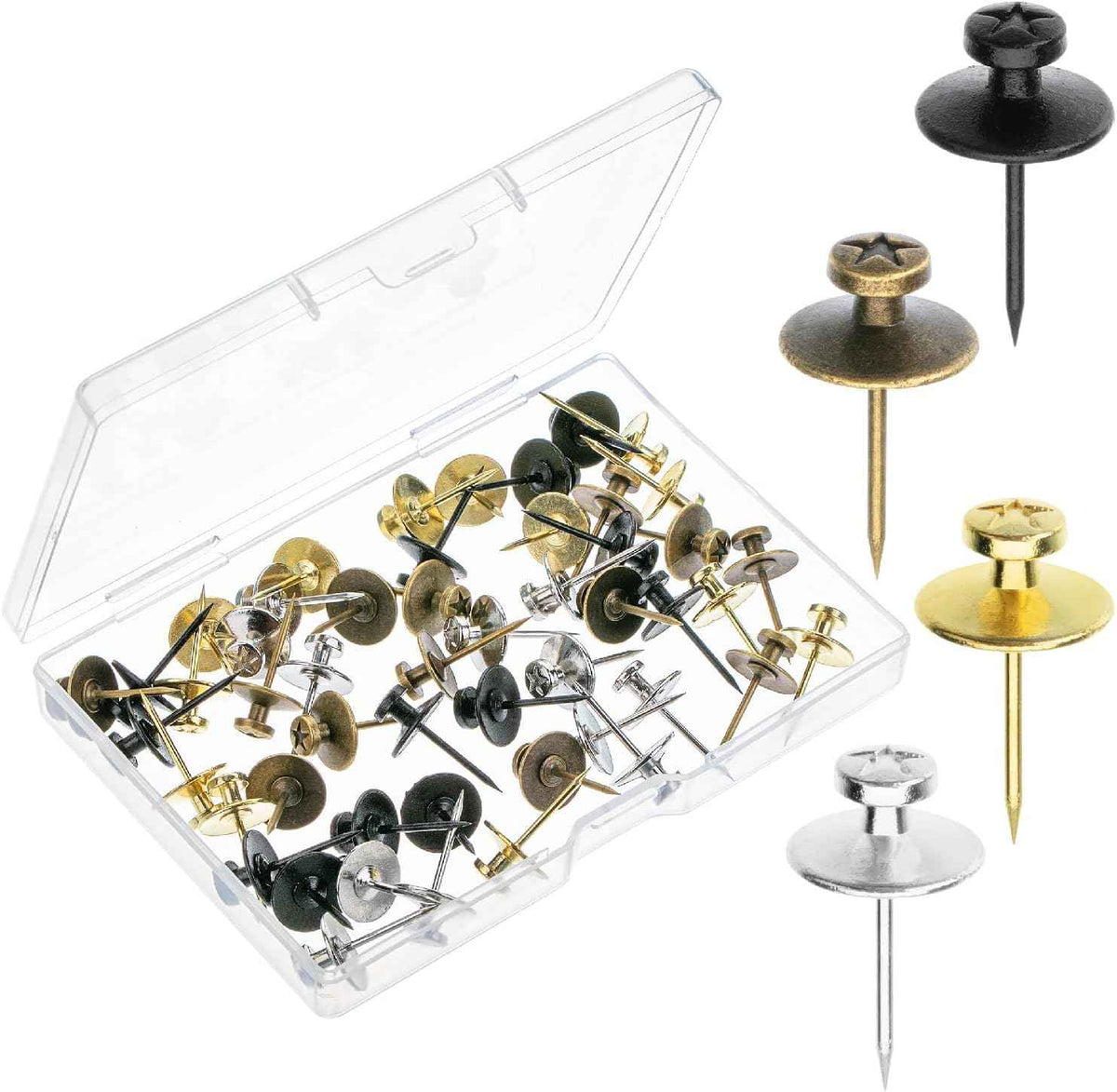 Mr. Pen- Double Headed Picture Hanging Nails, 50 Pack, Black, Push Pins for Wall