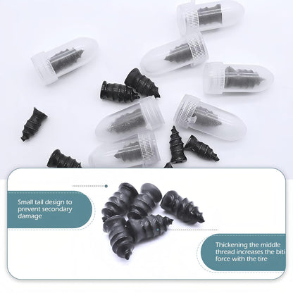 60 PCS Tire Repair Rubber Nail, Vacuum Tire Repair Kits Spiral Rubber Screws, Fast Self-Service Tool for Car, Truck, Motorcycle, Tractor Tire PLncture Repair (Black)