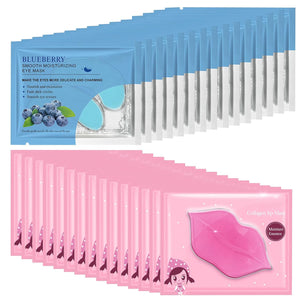 30 pairs crystal collagen hydrating moisturizing smoothing lips gel pads for under eye care, anti-aging and lip rejuvenation