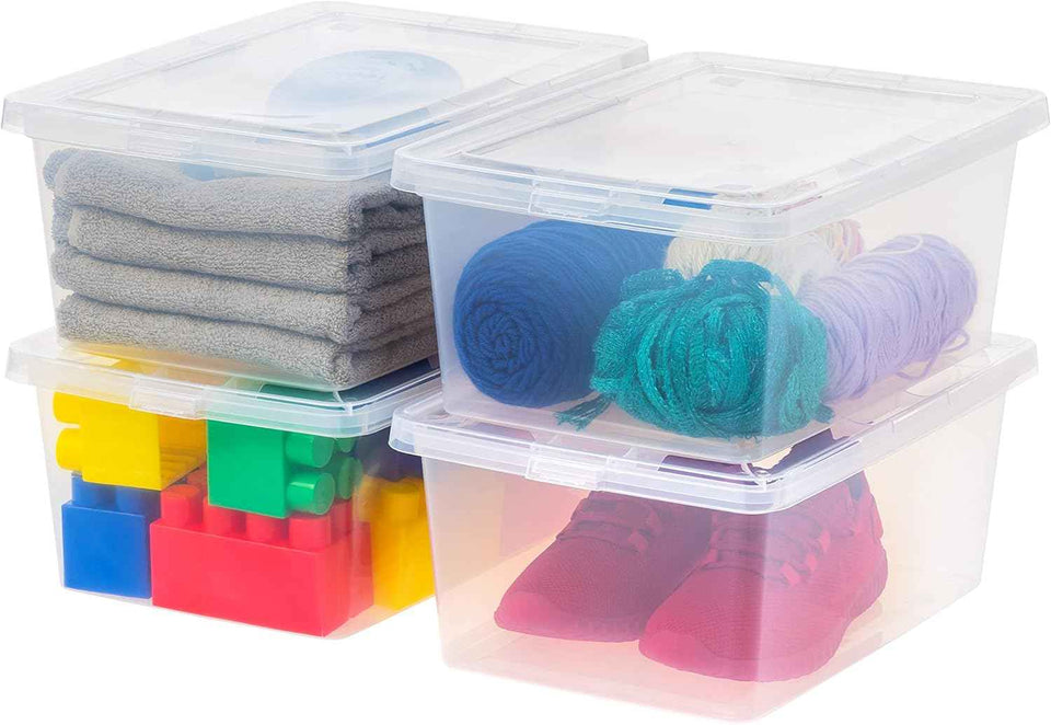 IRIS USA 20-Pack Storage Bins with Lids, 6 Quart, Shoe Boxes Clear Stackable Containers Organize Shoes Closet Shelves, Classroom Organization Teacher Tools, Game Storage - BPA-Free Plastic