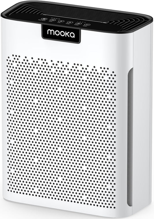 Air Purifiers for Home Large Room 2200 Ft² with Washable Filters, MOOKA H13 HEPA Air Purifier for Home Pets Bedroom with Fragrance, Air Cleaner for Smoke Dust Pollen Pets Hair Odor, KJ190 White