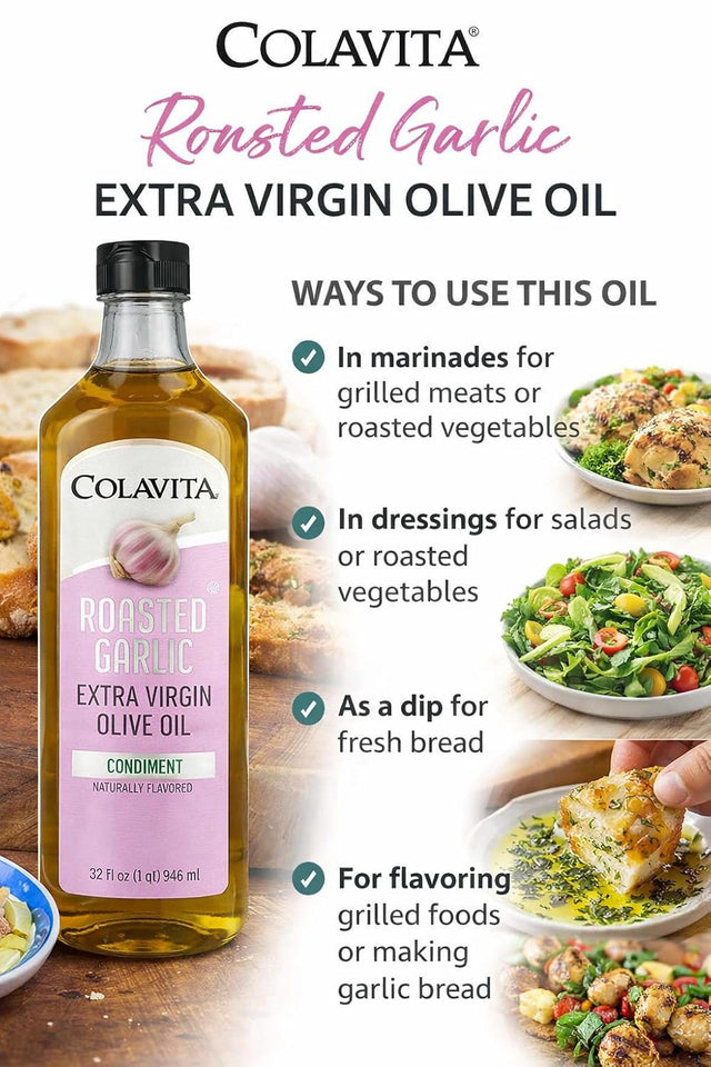 Colavita 32 fl oz Roasted Garlic Cold Pressed EVOO for Cooking & Dressings