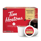 Tim Hortons Original Blend, Medium Roast Coffee, 100ct K-Cup Pods for Keurig Brewers, Single-Serve