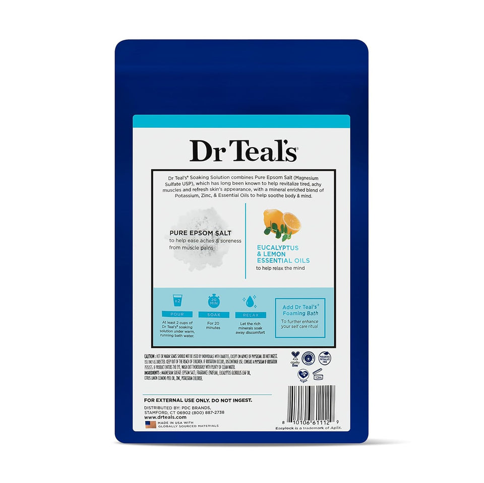 Dr Teal's Pure Epsom Salt, Magnesium, Potassium, & Zinc Rich Bath Soak, 3 lbs, Paraben-Free, Pet-Friendly